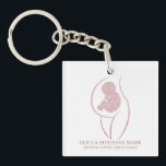 Elegant Rose Gold Glitter Birthing Support Key Ring<br><div class="desc">Carry your professional pride with you every day with this elegant rose gold glitter-effect design. Featuring a sophisticated minimalist silhouette of a pregnant mother and baby, this aesthetic is perfect for birth support specialists. It serves as a beautiful and artistic conversation starter for doulas, midwives, and labor nurses during home...</div>