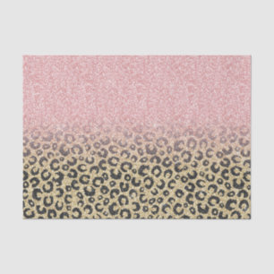Elegant Rose Gold Glitter Black Leopard Print Tissue Paper