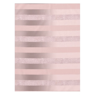 Elegant rose gold glitter & blush pink stripe tablecloth
