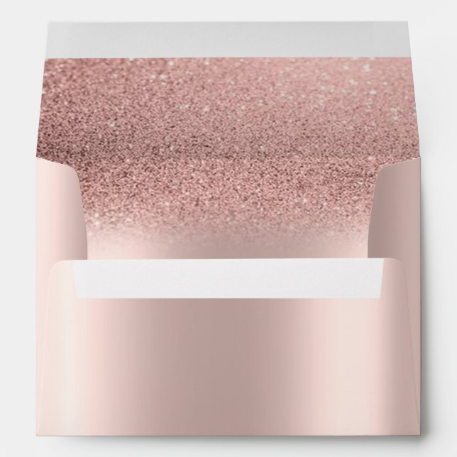 Elegant  Rose Gold Glitter Bokeh Ombre Rose Gold Envelope (Back (Bottom))