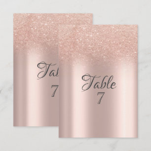 Elegant Rose Gold Glitter Bokeh Table Card