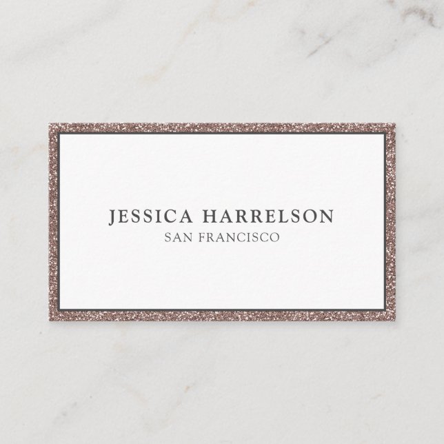 Elegant Rose Gold Glitter Business Card (Front)