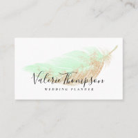 Elegant rose gold glitter chic mint feather modern