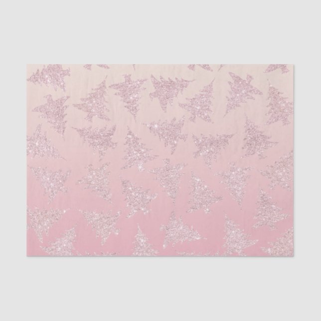 Elegant Rose Gold Glitter Christmas Tree Pattern Tissue Paper (Front)