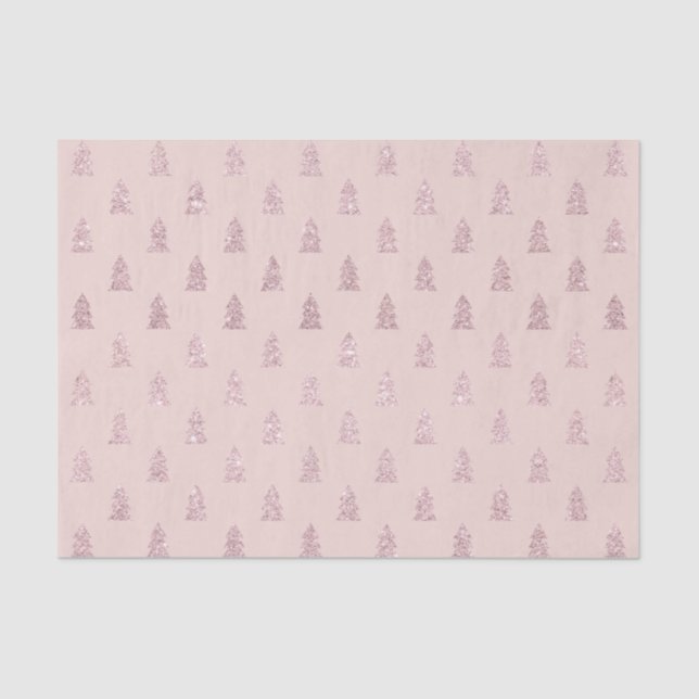 Elegant Rose Gold Glitter Christmas Tree Pattern Tissue Paper (Front)