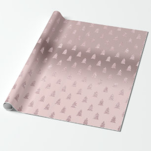 Elegant Rose Gold Glitter Christmas Tree Pattern Wrapping Paper