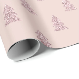 Elegant Rose Gold Glitter Christmas Tree Pattern Wrapping Paper