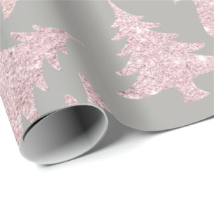 Elegant Rose Gold Glitter Christmas Tree Pattern Wrapping Paper