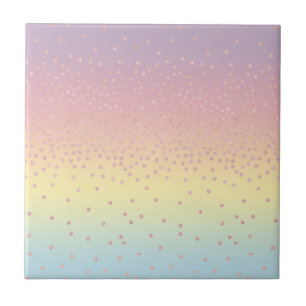 Elegant rose gold glitter confetti dots gradient ceramic tile