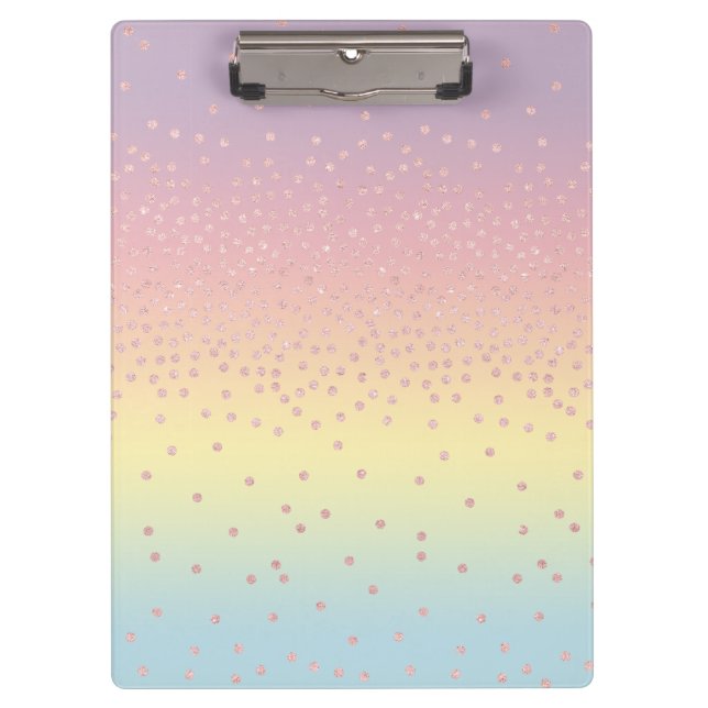 Elegant rose gold glitter confetti dots gradient clipboard (Front)