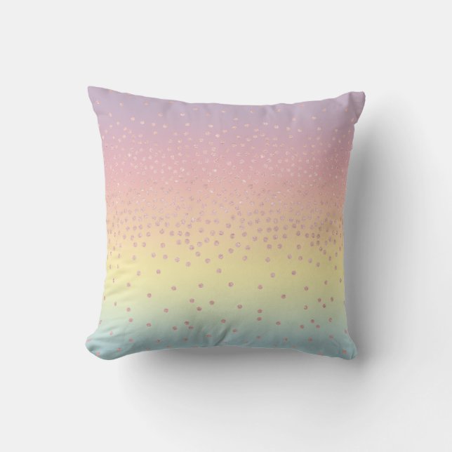 Elegant rose gold glitter confetti dots gradient cushion (Front)