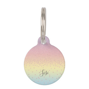 Elegant rose gold glitter confetti dots gradient pet tag