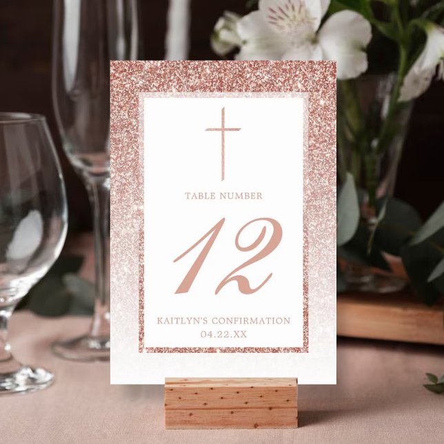 Elegant Rose Gold Glitter Confirmation Or Baptism Invitation (Creator Uploaded)
