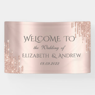 Elegant Rose Gold Glitter Drips Banner