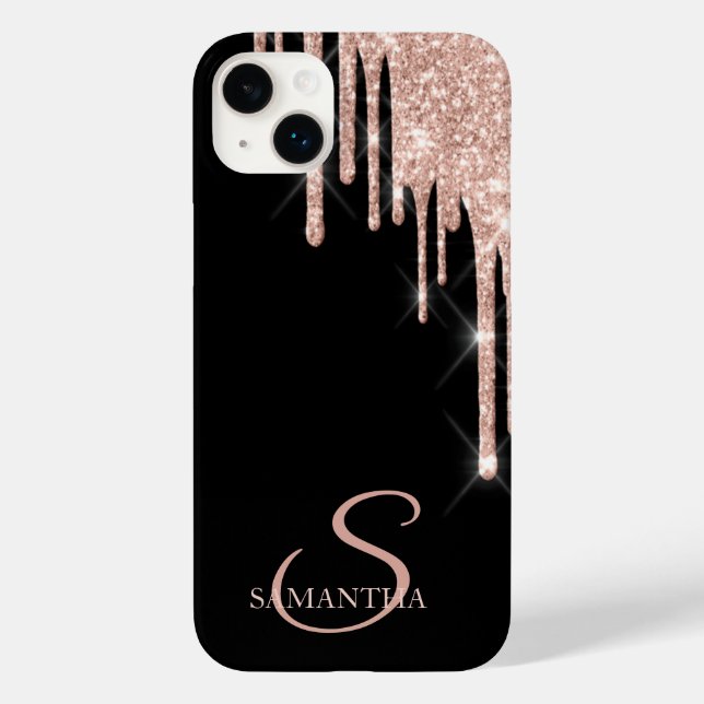 Elegant Rose Gold Glitter Drips Case-Mate iPhone Case (Back)