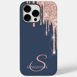 Elegant Rose Gold Glitter Drips Case-Mate iPhone 14 Pro Max Case