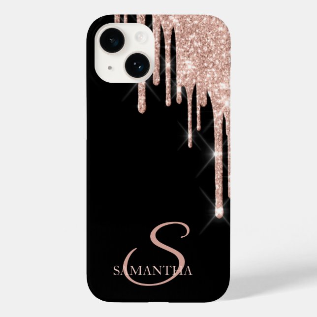 Elegant Rose Gold Glitter Drips  Case-Mate iPhone Case (Back)