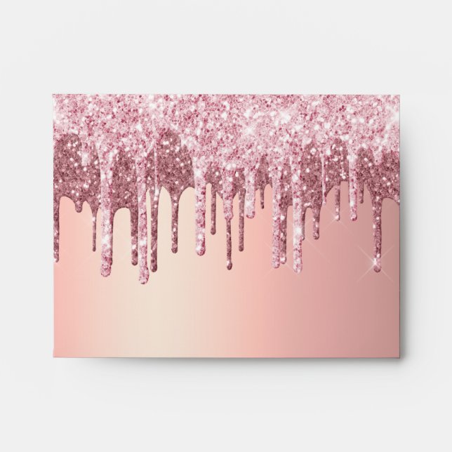Elegant rose gold glitter drips envelope (Front)