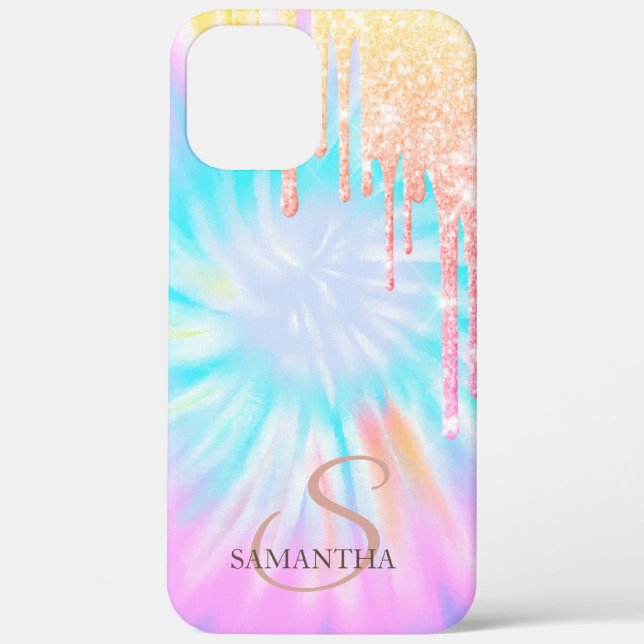 Elegant Rose Gold Glitter Drips Tie Dye Case-Mate iPhone Case (Back)