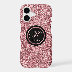 Elegant Rose Gold Glitter Effect Monogram Initial