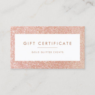 Elegant Rose Gold Glitter Gift Certificate Card