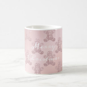 Elegant Rose Gold Glitter Gingerbread Man Pattern Coffee Mug