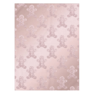 Elegant Rose Gold Glitter Gingerbread Man Pattern Tablecloth