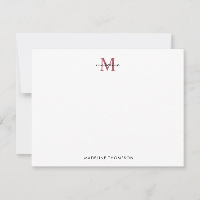Elegant Rose Gold Glitter Girly Monogram Card (Front)