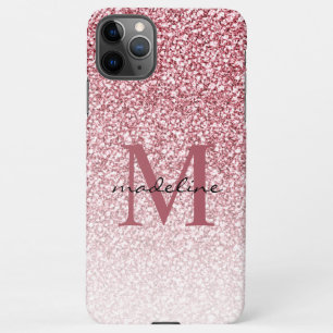 Elegant Rose Gold Glitter Girly Monogram iPhone 11Pro Max Case