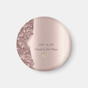 Elegant Rose Gold Glitter Gold Rings Magnet