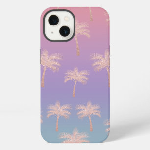 Elegant rose gold glitter gradient palm pattern iPhone 13 case