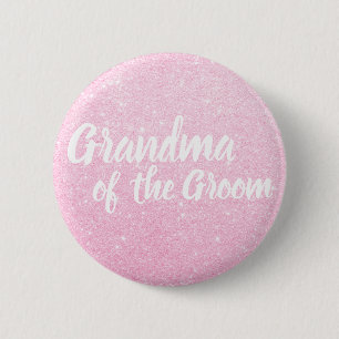 Elegant rose gold glitter grandma of the groom 6 cm round badge