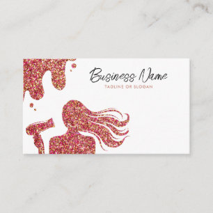 Elegant Rose Gold Glitter Lady Haidresser Appointment Card
