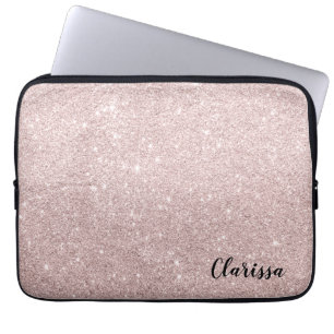 elegant rose gold glitter laptop sleeve