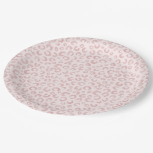 Elegant Rose Gold Glitter Leopard Animal Print Paper Plate