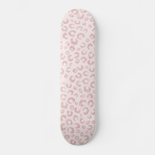 Elegant Rose Gold Glitter Leopard Animal Print Skateboard