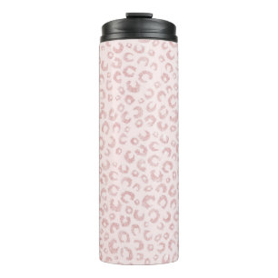 Elegant Rose Gold Glitter Leopard Animal Print Thermal Tumbler