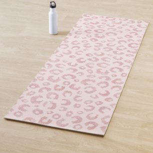 Elegant Rose Gold Glitter Leopard Animal Print Yoga Mat