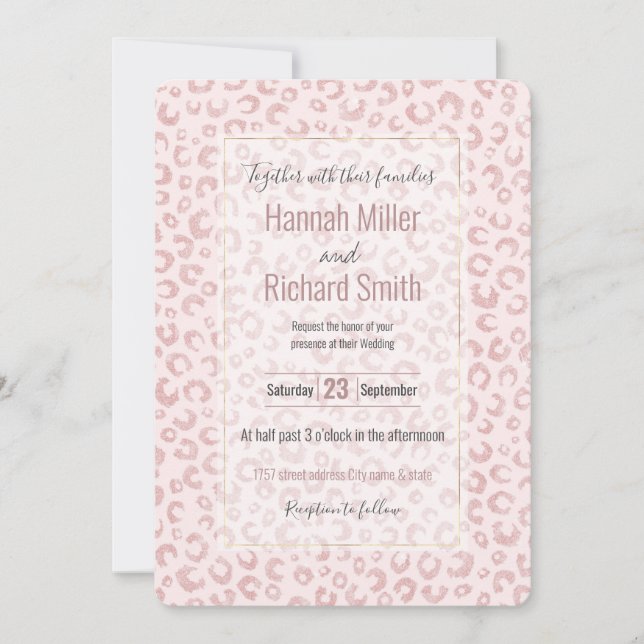 Elegant Rose Gold Glitter Leopard Pattern (Front)
