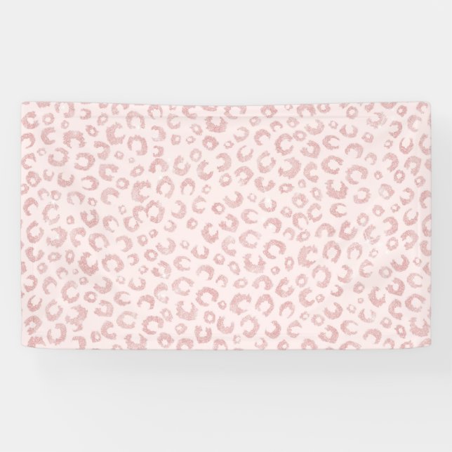 Elegant Rose Gold Glitter Leopard Pattern Banner (Horizontal)