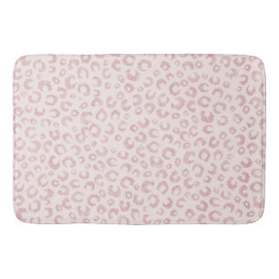Elegant Rose Gold Glitter Leopard Pattern Bath Mat