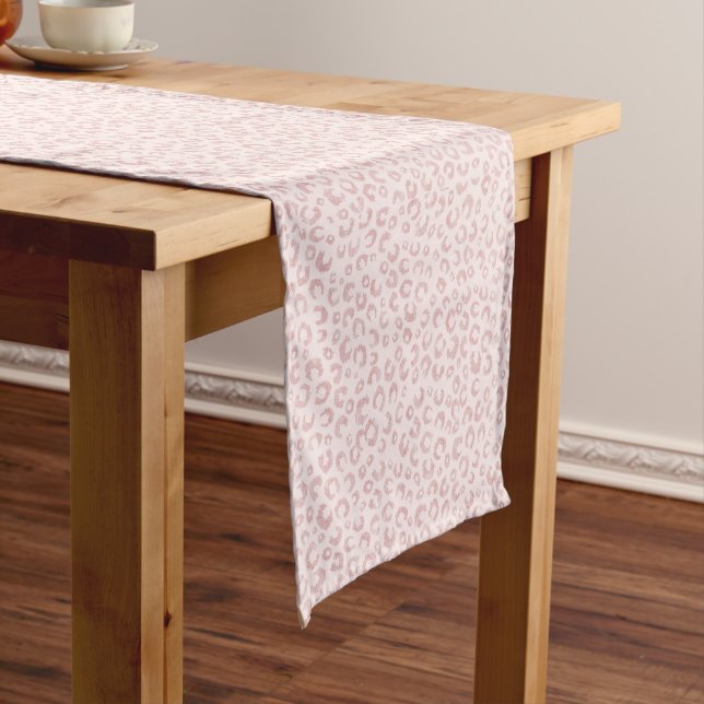 Elegant Rose Gold Glitter Leopard Pattern Short Table Runner (In Situ)