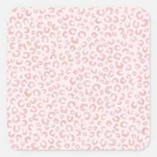 Elegant Rose Gold Glitter Leopard Pattern Square Sticker