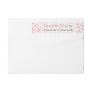 Elegant Rose Gold Glitter Leopard Pattern Wrap Around Label