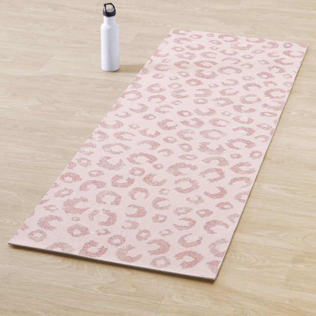 Elegant Rose Gold Glitter Leopard Pattern Yoga Mat (In Situ)