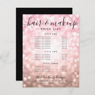 Elegant Rose Gold Glitter Lights Salon Price Menu 