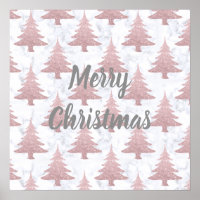 Elegant Rose Gold Glitter & Marble Christmas Tree