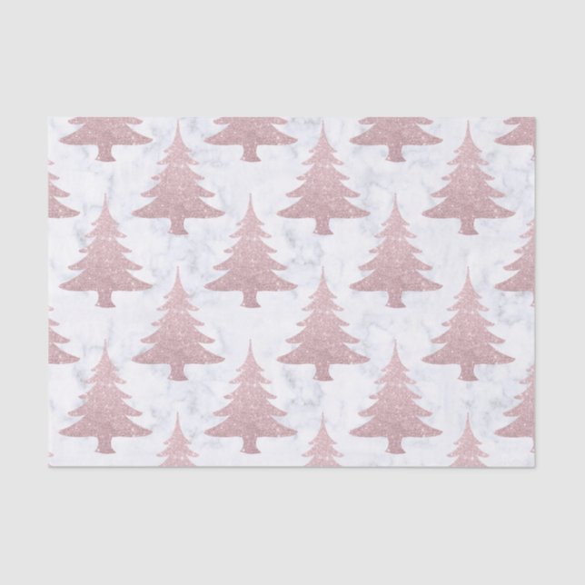 Elegant Rose Gold Glitter &  Marble Christmas Tree Tissue Paper (Front)