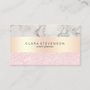 Elegant rose gold glitter & marble event planner business card