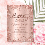 Elegant Rose Gold Glitter Metal 21st Birthday  Invitation<br><div class="desc">Modern elegant rose gold metallic and glitter 21st birthday party invitations. This adult girly card design features stylish handwritten calligraphy script,  blush pink or rose gold faux brushed metallic background with loose glam glitter frame around. Easy to personalise,  perfect for any age.</div>